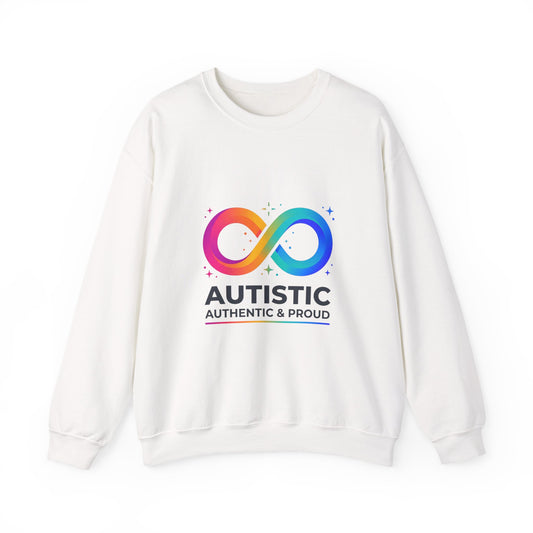 Autistic Authentic & Proud Infinity Logo Sweatshirt | neurodiversity, sensory-friendly