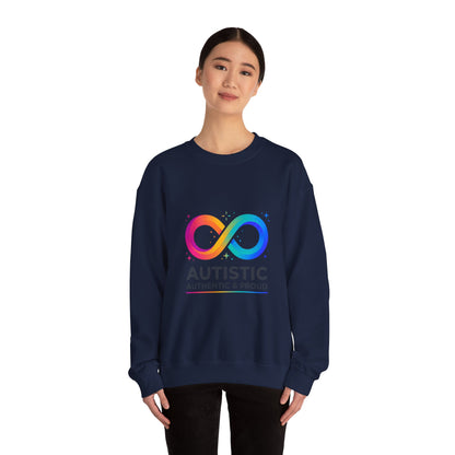 Autistic Authentic & Proud Infinity Logo Sweatshirt | neurodiversity, sensory-friendly