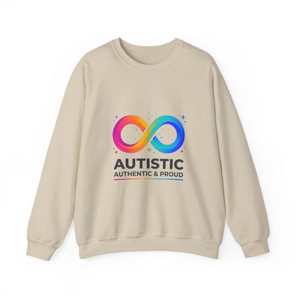 Autistic Authentic & Proud Infinity Logo Sweatshirt | neurodiversity, sensory-friendly
