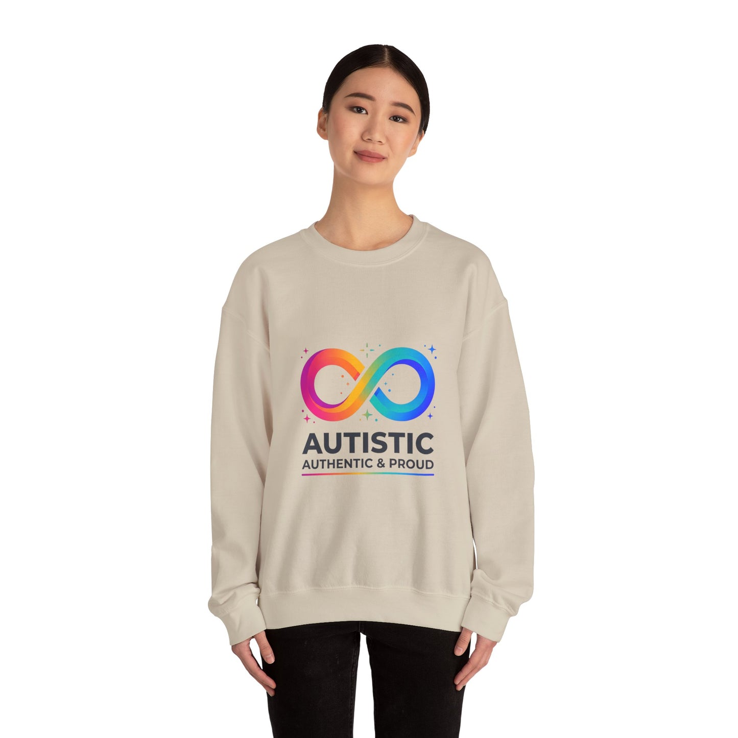 Autistic Authentic & Proud Infinity Logo Sweatshirt | neurodiversity, sensory-friendly