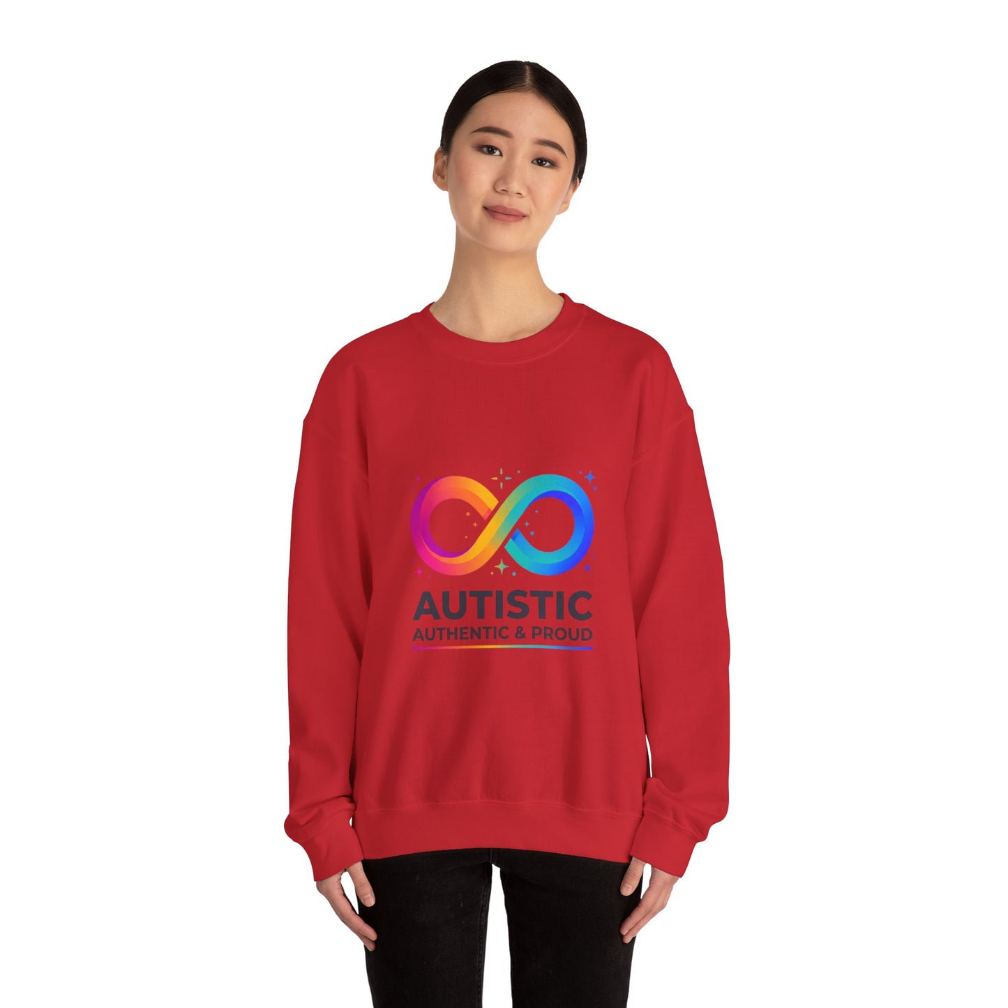 Autistic Authentic & Proud Infinity Logo Sweatshirt | neurodiversity, sensory-friendly