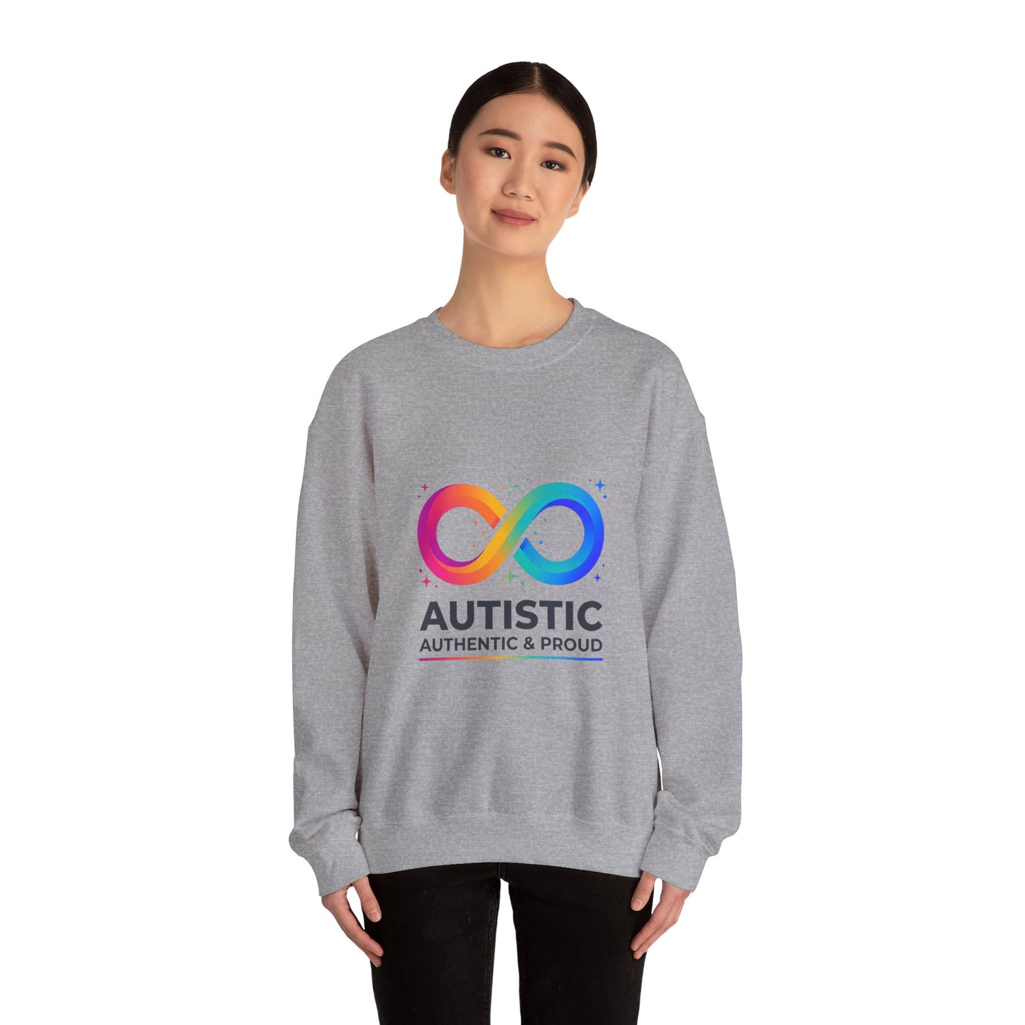 Autistic Authentic & Proud Infinity Logo Sweatshirt | neurodiversity, sensory-friendly