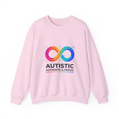 Autistic Authentic & Proud Infinity Logo Sweatshirt | neurodiversity, sensory-friendly