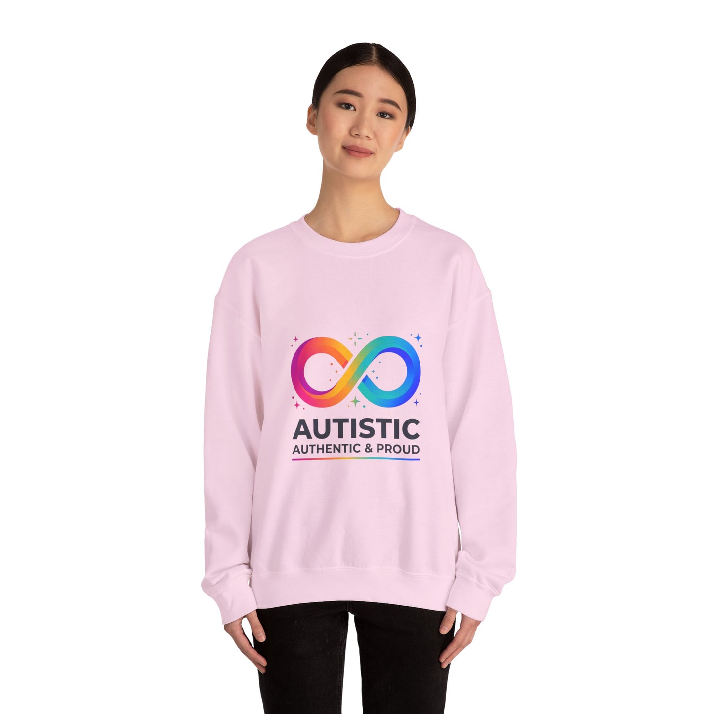 Autistic Authentic & Proud Infinity Logo Sweatshirt | neurodiversity, sensory-friendly